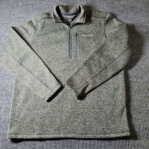 Eddie‎ Bauer Sweater Mens Medium Long Sleeve 1/4 Zip Pullover Green Outdoors - Picture 1 of 8